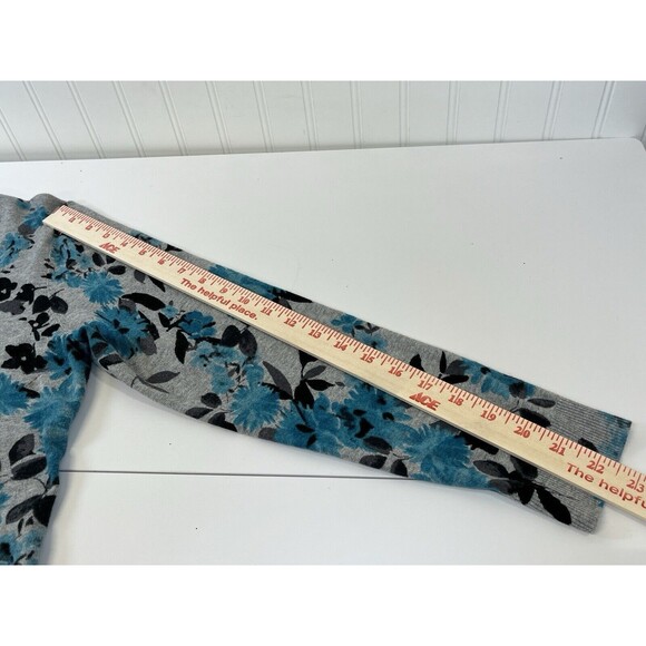 BEAUTIFUL‎ KAREN SCOTT GREY/TEAL FLORAL SWEATER BUTTON UP CARDIGAN. SZ L - Picture 8 of 10